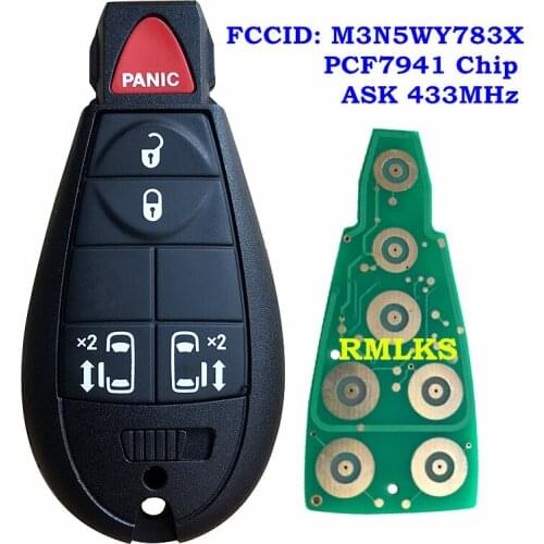 For Chrysler Town Country 2008-2012 Smart Remote Control Car Key Fob 433Mhz ID46 Chip 4 Buttons+Panic FCC ID M3N5WY783X