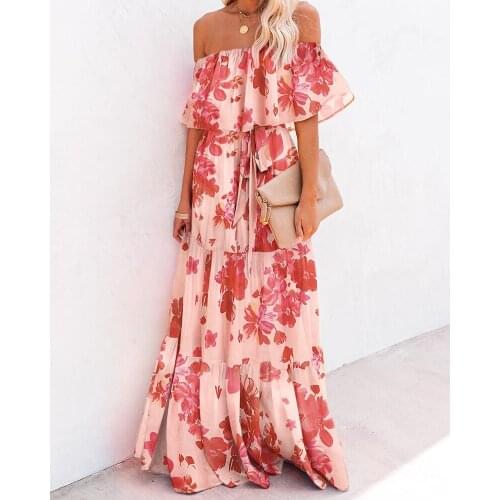 2021 Summer Women Plus Size Gradient Color Printed Dresses Charming Slash Neck Cloak Sleeve High Waist Sashes Floor-length Dress