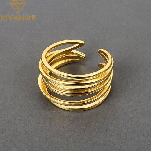 XIYANIKE 925 Sterling Silver Korean Multi-layer Irregular Line Opening Index Finger Ring Female Simple Hand Jewelry Wholesale