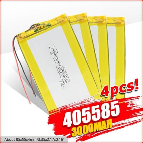 1/2/4x 3.7V 405585 PLIB Polymer Lithium Li Ion Li-po Rechargeable 3000mAh Battery Durable For Tablet Pc Power Bank E-book