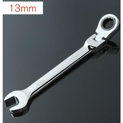 1pcs Ratchet Flexible Head 13mm End And Ring Combination Ratchet Handle Spanner Wrench Set Bike Torque Open End Wrench Torque