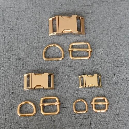 10 Sets 15mm 20mm 25mm Golden Metal Adjust Buckle D Ring Clasp A Set Wholesale Accessory DIY Dog Accessories 3S-LXK-j