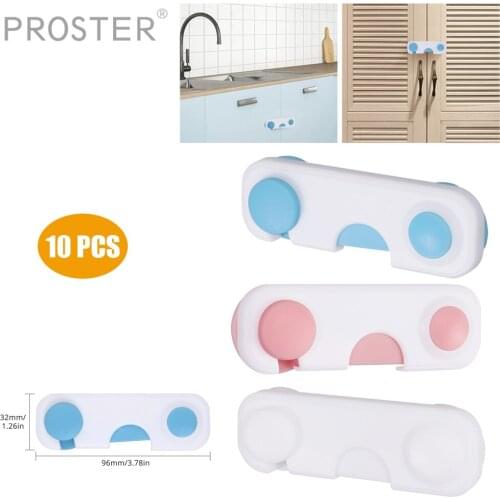 Proster 10 pcs for Adhesive Lock Child Kids Baby Safety Cabinet Door Fridge Drawer Cupboard lock 3 colors Baby Safety Door Lock