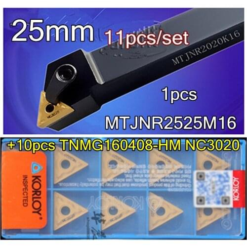 11pcs/set MTJNR2525M16 25mm 1pcs+TNMG160408 -HM NC3020 10pcs Processing steel Free shipping