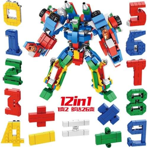 12in1 Transformation Building Blocks Set Truck Car Toys Kids Robot Bricks Educational Toys Mini engineering vehicle