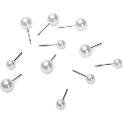 20pcs 6/8/10mm Imitation Pearls Stud Earrings DIY Handmade Ear Jewelry Findings Earring Making Accessories Women Gifts Wholesale