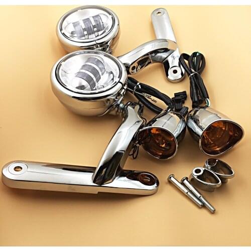 4 1/2" LED Auxiliary Lighting Brackets&Oranged Turn Signals For Harley Street Glide Electra Glide Road King 1996-2013 Models