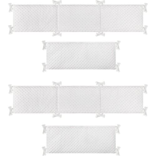 4pcs Childrens Crib Bumper Soft Cotton Protector For Babies Crib Bumper Baby Bed Sets Cot Bumper Baby Bed Bumper White