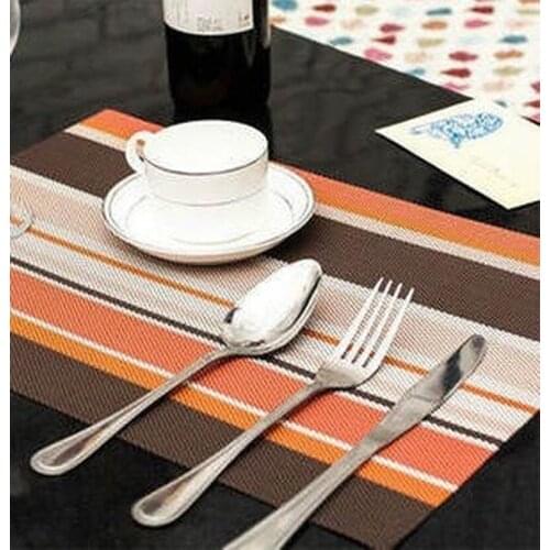 4 Pcs/set Placemats PVC Dining Table Mat Striped Disc Pads Bowl Pad Coasters De Cozinha 30*45cm Plate Bar Table Mat Acessories