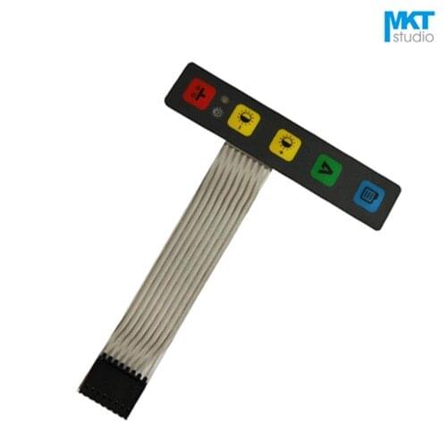 10Pcs 94mmx20mm 1*5 Menu Membrane PVC Matrix Keypad Panel Switch With Bi-Color LED For Industrial