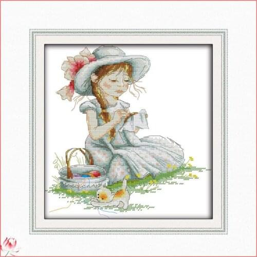 The Embroidery Girl Cross Stitch Kit 14CT 11CT Canvas DIY Character Pattern Needlework Embroidery Kit Home Decoration Painting