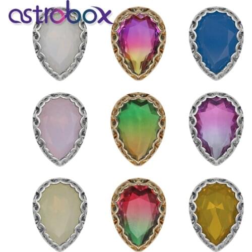 Astrobox Tourmaline With Claw Sew on Rhinestones Drop K9 Crystal Stones Sew Supplies Strass DIY For Shoes Dress Decoration