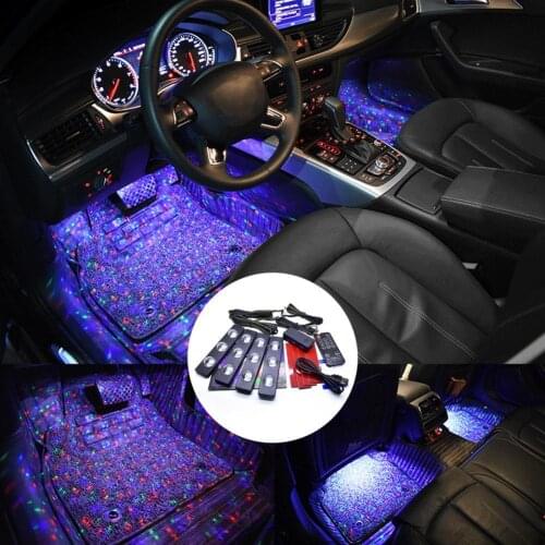 A12 Car Foot Light Atmosphere- RGB Remote Control PVC Voice Control Auto Ambients Lamp Vehicle Light Decorative Strips Lamp