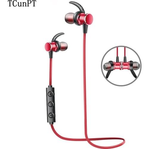 TCunPT Wireless Bluetooth Earphone Magnetic Sport Headphones Stereo Headset with mic for IPhone SAMSUNG xiaomi huawei phones