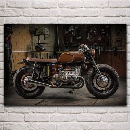 Bobber custom motorcycle tuning classic bike fanart living room home wall art decor wood frame fabric poster KN715
