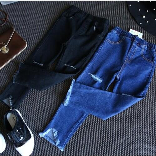Girl Pants Kids Ripped Jeans Baby Girl Tassels Pants Kids Fashion Trousers 2 Color