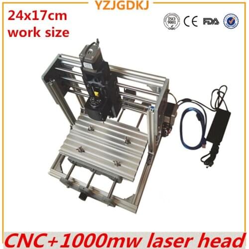 CNC 2417 GRBL control Diy high power 1000mw laser engraving CNC machine 3Axis Wood Router with 1w laser