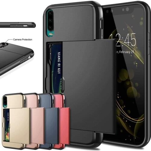 Business Phone Cases For Huawei P30 Pro P30 Case Slide Armor Wallet Card Slots Holder Cover for For Huawei P30 P30Pro