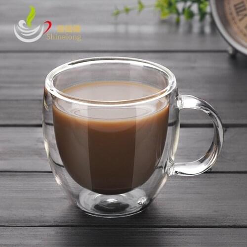 Double-Layer Glass Cup Heat-Resistant Coffee Cup with Handle High Borosilicate Transparent Creative Water Cup Customized Cup