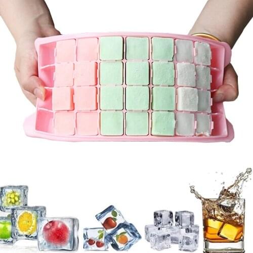 Ice Silicone Cube Mold Cavity Maker lid DIY Whiskey Ice 24/32 Grid Fusion Fruit Icemaker Explosion-proof Kitchen Dining & Bar