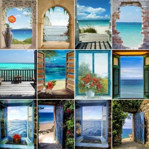 GATYZTORY DIY Painting By Numbers kits For Adult child Seaside Landscape Paint By Numbers Home Decoration Unique Gift