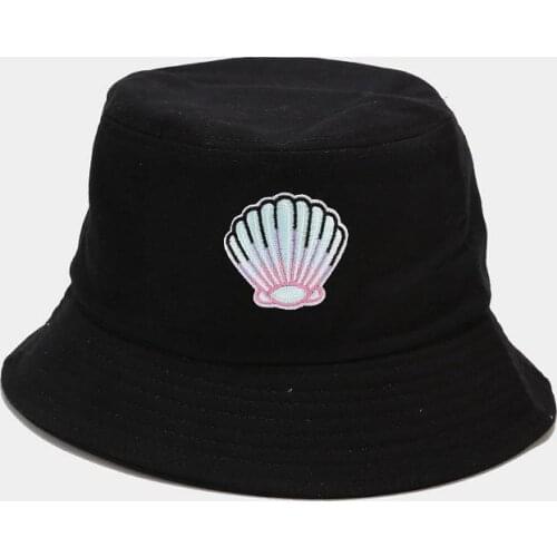 Cartoons Shell Embroidery Cotton Bucket Hat Fisherman Hat Outdoor Travel Hat Sun Cap Hats for Men and Women 160