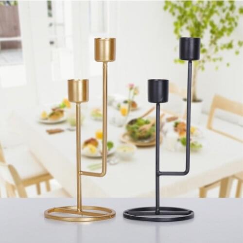 IMUWEN Metal Candle Holders 2 Arms Candlestick Brief Candle Stand Exquisite Candlestick For Wedding Christmas Table Home Decor