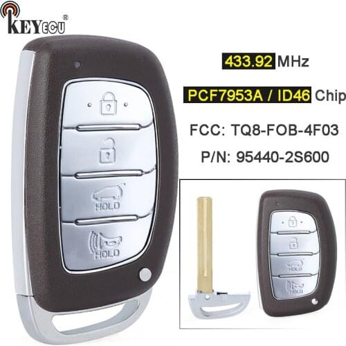KEYECU 433.92MHz PCF7953A ID46 TQ8-FOB-4F03 P/N: 95440-2S600 4 Button Prox Smart Remote Car Key Fob for Hyundai Tucson 2014-2015