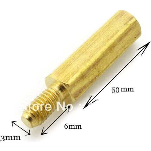 Lot4 M3*60 Thread length 6mm Brass Hexagonal Threaded Spacers Hexagon Copper Post