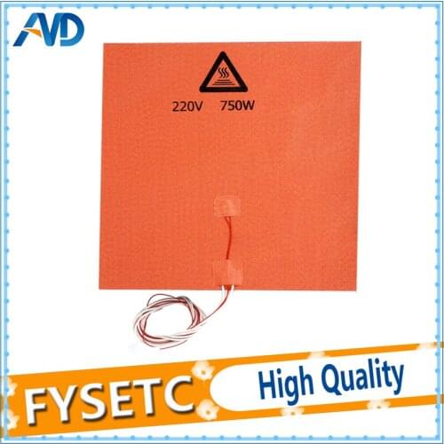 USA Material! 1PC 300X300mm Silicone Heatbed Pad 220V 750W With NTC 100K Thermistor Sensor & 3M Adhesive For 3D Printer Parts