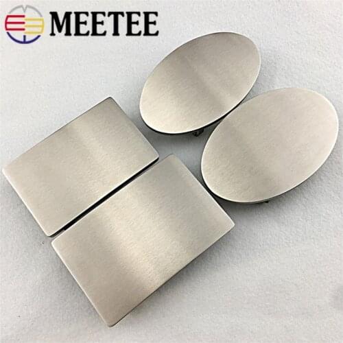 Meetee 1pc 35mm/40mm Stainless Steel Belt Buckles Metal Smooth Plate Buckle for Mens Waistband Head Pin Automatic Clasp Crafts