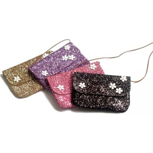2019 Mini Shoulder Bag Cute Flower Messenger Bag Women Kids All-Match Key Coin Purse Sequined Lovely Handbags Simple girl Clutch