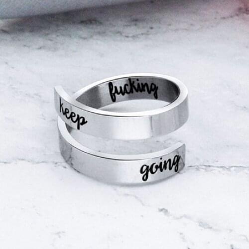 Fashion Double Winding Rings Adjustable Finger Rings For Men Women Creative Letter Keep Going Engagement Female Finger Jewelry