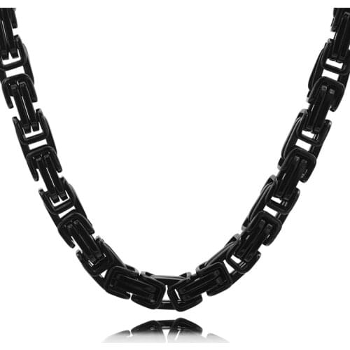 Engagement 60cm 9mm Vintage Style Huge Heavy 316L Stainless Steel Black Byzantine Chain Mens Christma N479