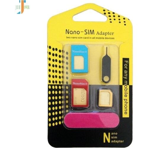 1000pcs/lot Nano Micro Standard Sim Card Adapter Kit Converter With Sander Bar Tray Open Needle