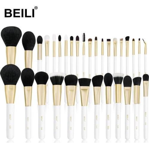 BEILI Luxury Makeup Brushes Set Professional Natural Hair Foundation Powder Blush Contour Eyeshadow Eyebrow MAkeup Brushes Tools