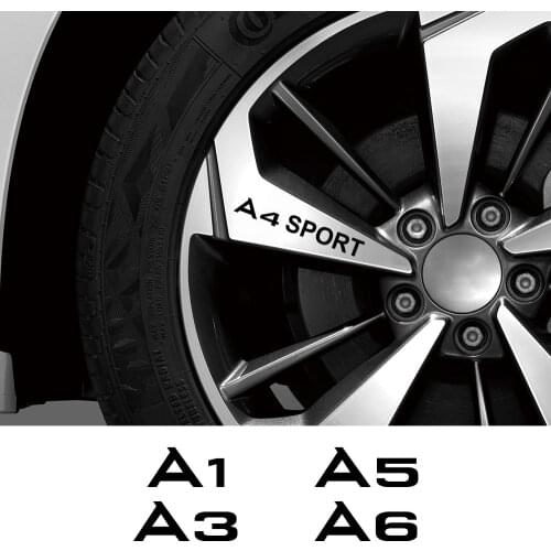 4PCS Set Car Wheel Rim Stickers For Audi A3 8P S3 8V A4 B8 B6 A6 C6 C5 C7 A1 A2 A5 A7 A8 Auto Accessories Vinyl Film Decals