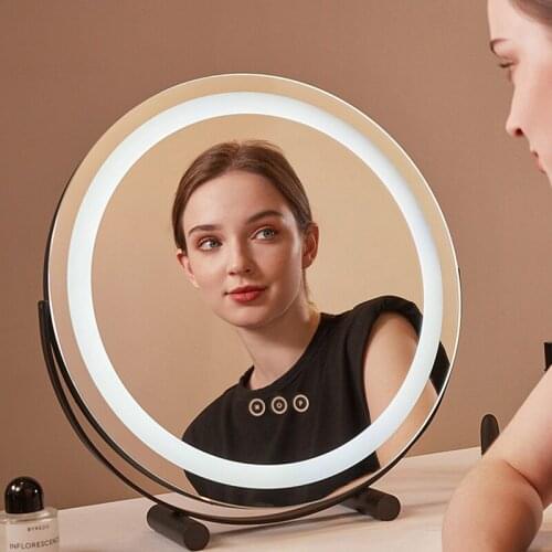 INS Desktop Vanity Mirror LED With Lamp Fill Light Charging Mirror Home Decor Rotatable Dessing Table Mirror For Girl Make Up