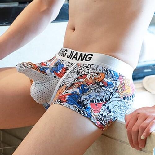 Cartoon Print Mens Boxers High Quality Breathable Cotton Underwear Man Cueca Calzoncillos Hombre Underpants U Convex Bag Shorts