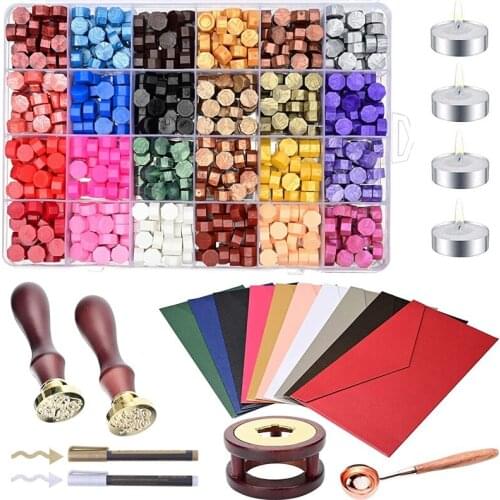 New Wax Seal Set, Containing 24 Color Wax Seal Beads, Sealing Wax Heater, Melting Spoon,Handmade and Decorative Pencils