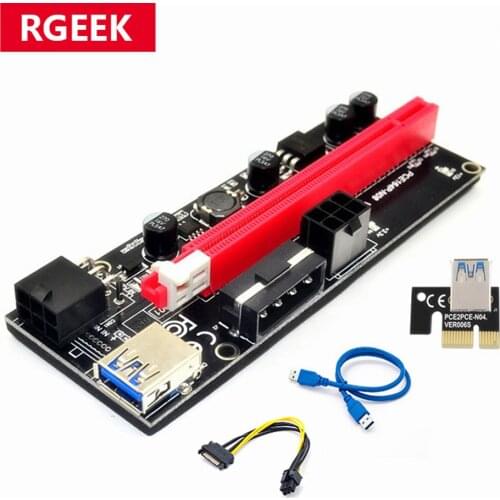 New PCI-E pcie Riser 009 Express 1X 4x 8x 16x Extender PCI E USB Riser 009S Dual 6Pin Adapter Card SATA 15pin for BTC Miner