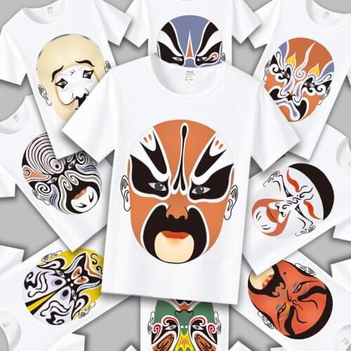 Cartoon Peking Opera T Shirt Women/Men O-neck Short Sleeve Tee Shirt Spring Summer T-Shirt Anime Top Tee tshirt Costume