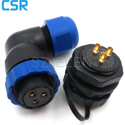 SD20TA-ZM, 3 pin 90 degree elbow waterproof connector ,IP67, 3-pin female plug, 3-pin male socket, LED outdoor wire connectors