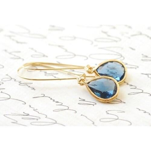 Blue Sapphire Birthstone Earrings Bridesmaid Gifts Bridal Jewelry Drop Earrings Dangle Earrings