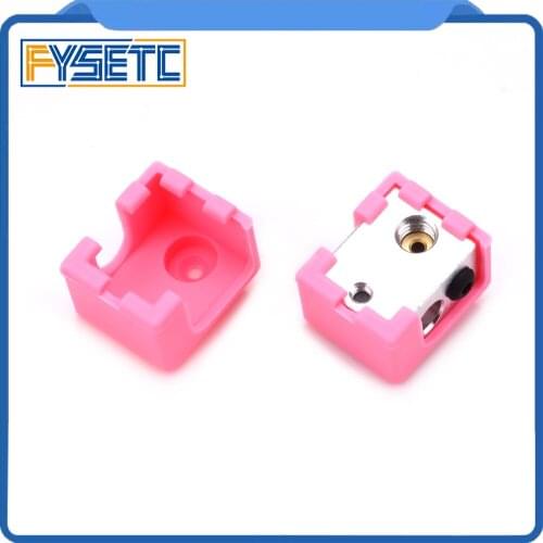 2X V6 3D Printer Insulation Pink Silicone Socks non-Official Heated Block For V6 PT100 Hotend Warm Keeping Cover
