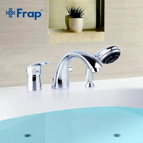 Frap Three-piece Bathtub Faucet Full Three-hole Separation Split Bath Tub Hot and Cold Water Mixer with Hand Shower F1121