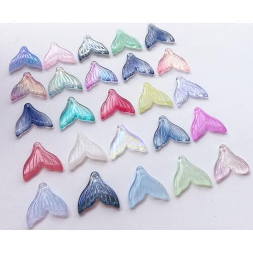 19*17mm Multi Gradient Mixed Colors Glass Beads Fishtail Pendant Jewelry Beads Making Accessories DIY