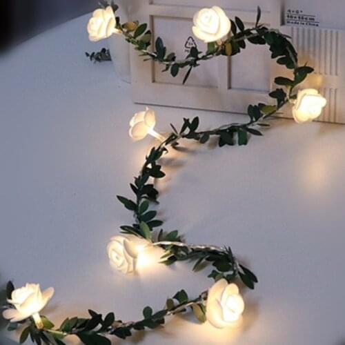 10/20 Leds Rose Flower Led Fairy String Lights Battery Powered Wedding Valentines Day Event Party Garland Decor Luminaria luces