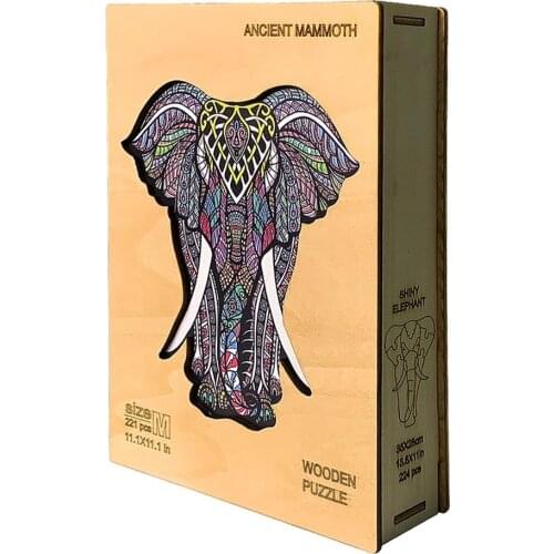 Mysterious Wooden Puzzles Games Elephant For Adults Kids Educational Toys Wooden Jigsaw Puzzle Animal Shapes DIY Crafts Gifts