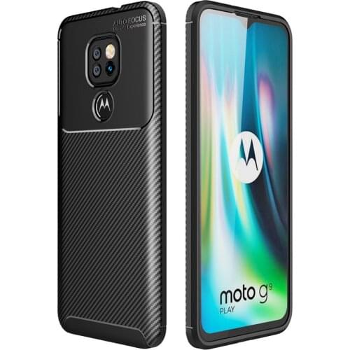 Slim TPU Non-Slip Protective Cover Shockproof Bumper Drop Protection Carbon Fiber Case For Moto G9 Play / E7 Plus / Moto G9 Plus